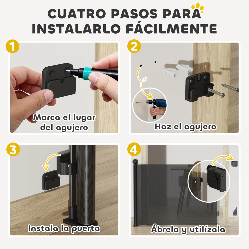Barriera per Cani Retrattile 0-140 cm ¨C Minimal ¨C Nero