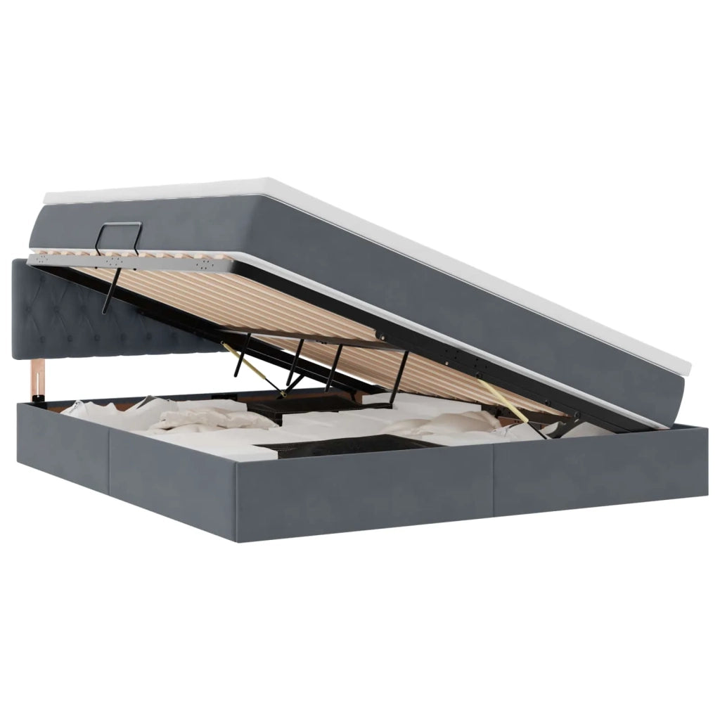 Letto con Contenitore Grigio scuro 160 x 200 cm Velluto