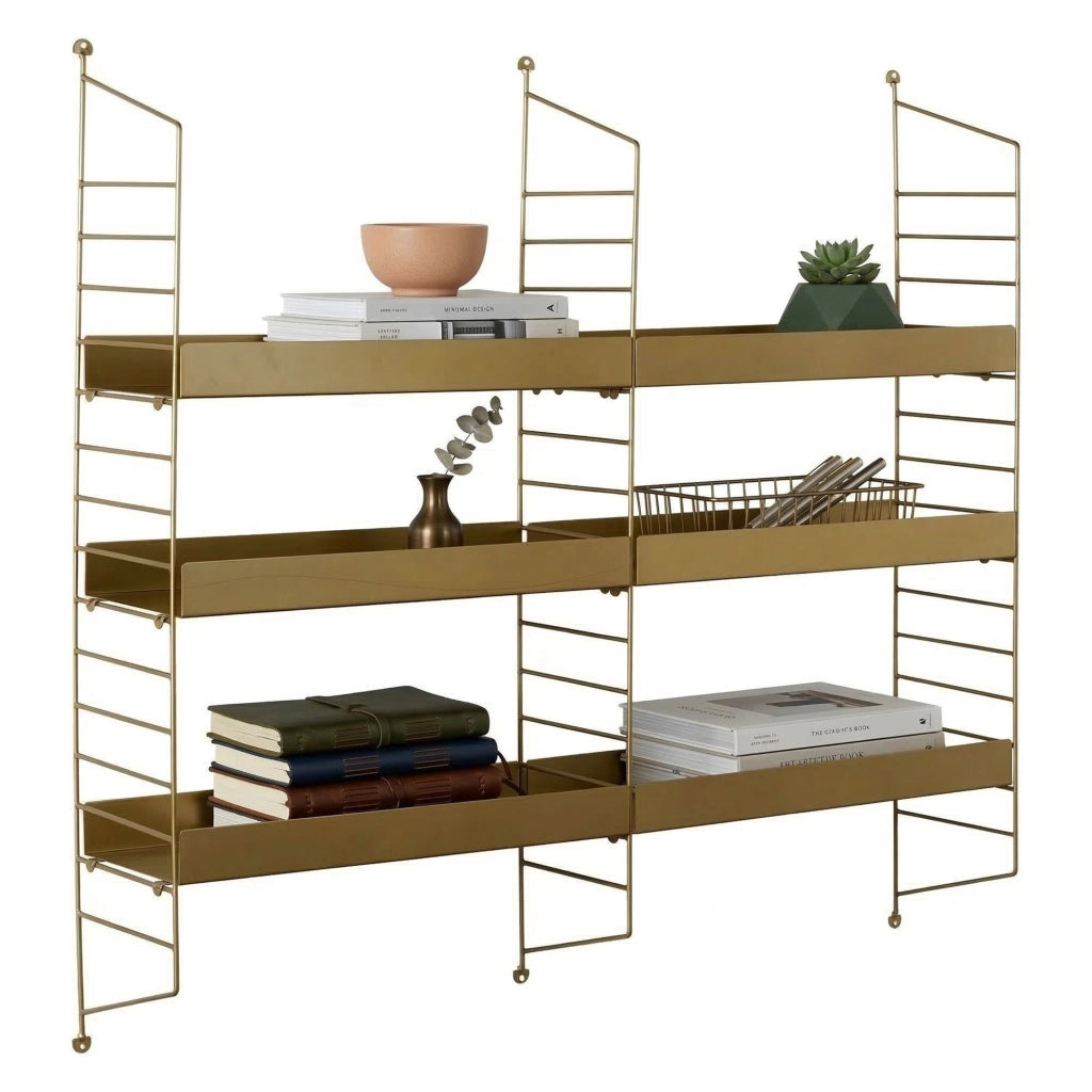 Scurelle, Mensola 3 Ripiani, 98x21x100h cm oro