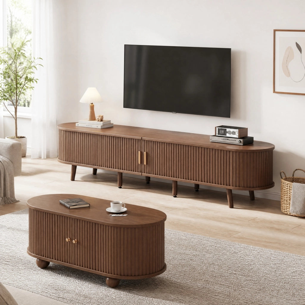 MOBILE TV Set da 2 pezzi 170x40x42 cm Noce MDF