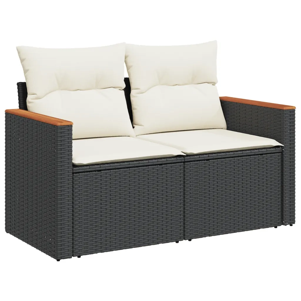 Set Divani da Giardino con Cuscini 7pz Nero Polyrattan 3226231