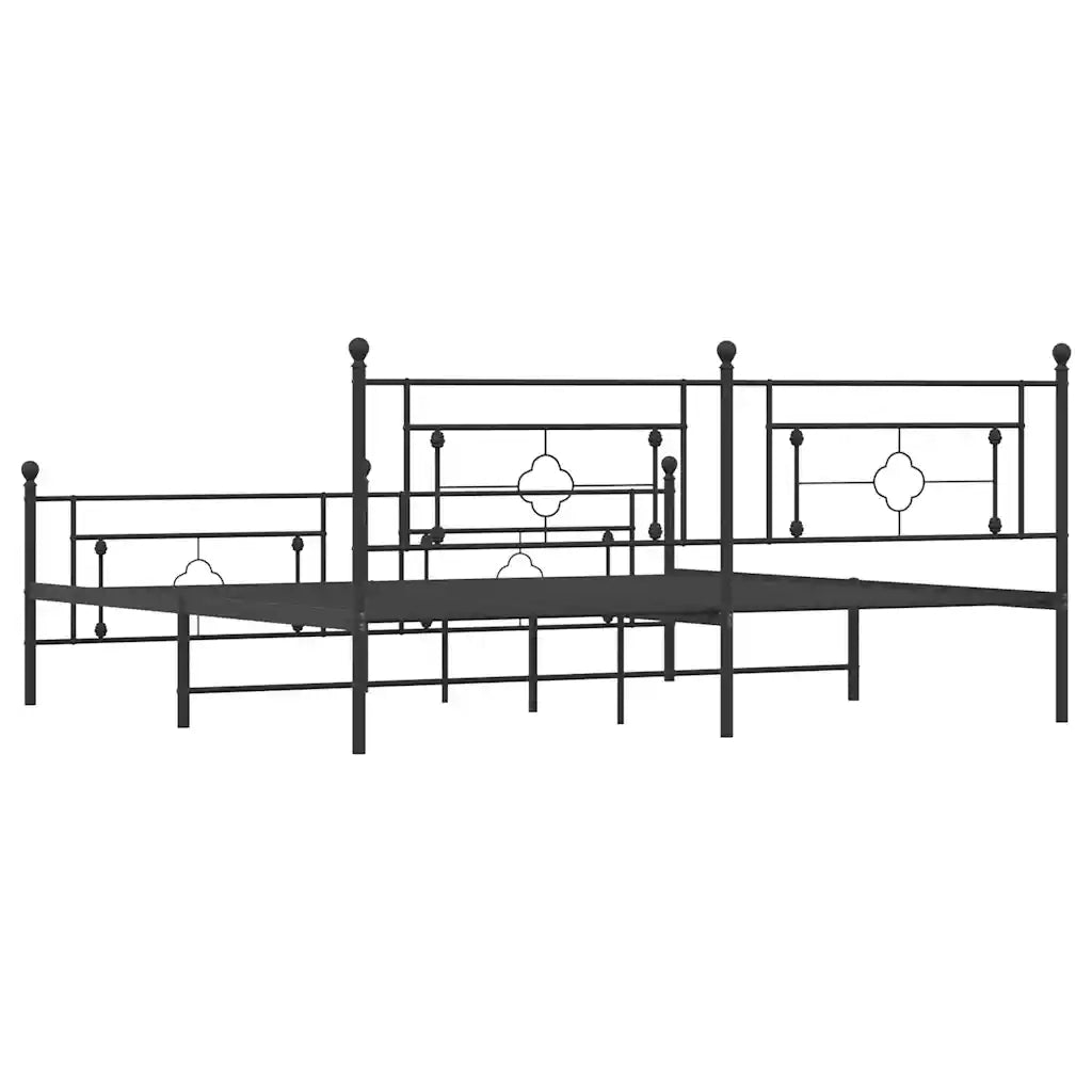 Letto matrimoniale | Letto per adulti | Giroletto con Testiera e Pediera Metallo Nero 193x203 cm
