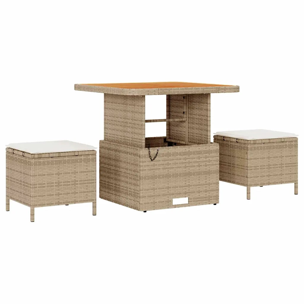 Set Divano da Giardino 9 pcs Beige e Crema polyrattan 3363561