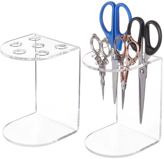 Organizzatore da scrivania trasparente per 6 oggetti, adatto per parrucchieri, fori: 2cm