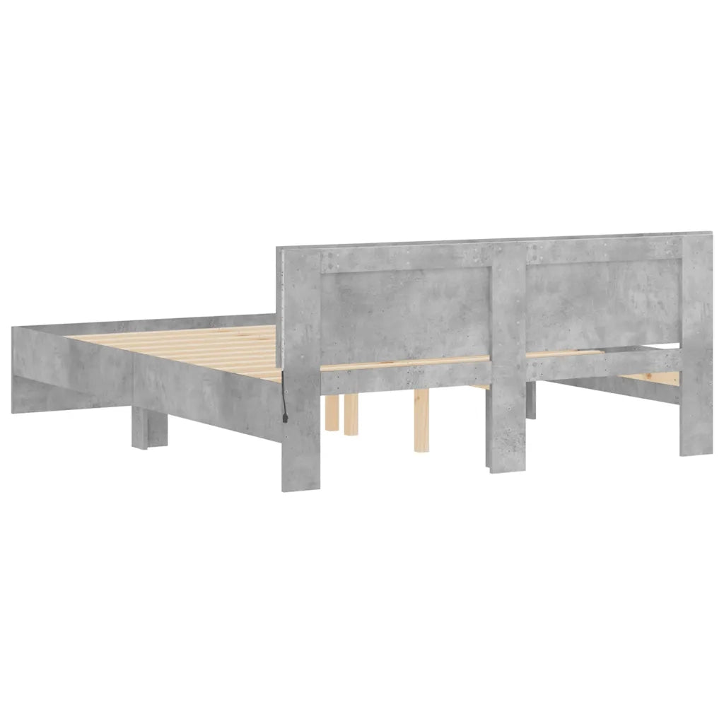 Giroletto con Testiera e LED Grigio Cemento 150x200 cm 3207605