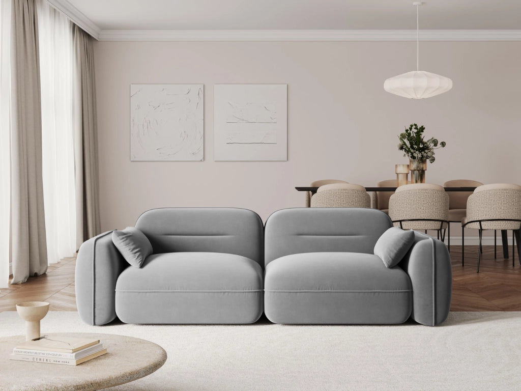 Cosmopolitan Design - Divano modulare "Sydney" 3 posti in velluto grigio chiaro 