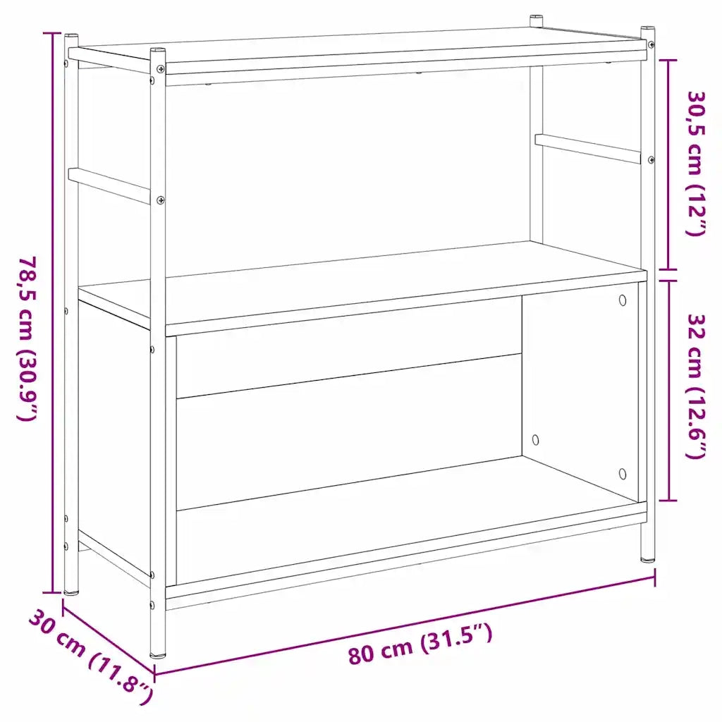 Libreria 80 x 30 x 78,5 cm Legno ingegnerizzato Rovere Nero 862933