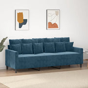 Divano a 3 Posti-Sofa 3 Posti Blu 180 cm in Velluto 192394