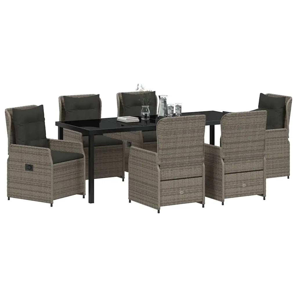Set da Pranzo per Giardino 7 pcs Grigio polyrattan 3380958