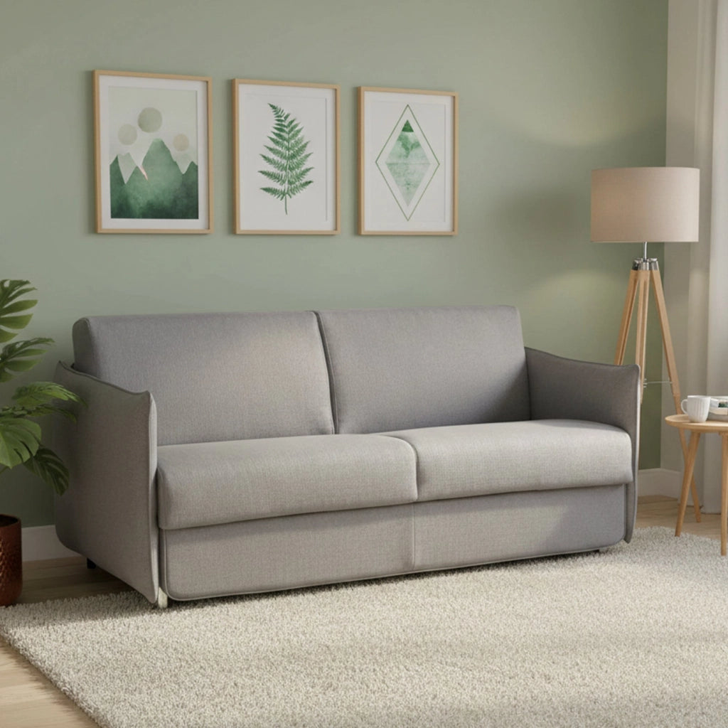 Trissino, Divano Letto 2 Posti Sfoderabile Made in Italy, 180x95 cm Grigio