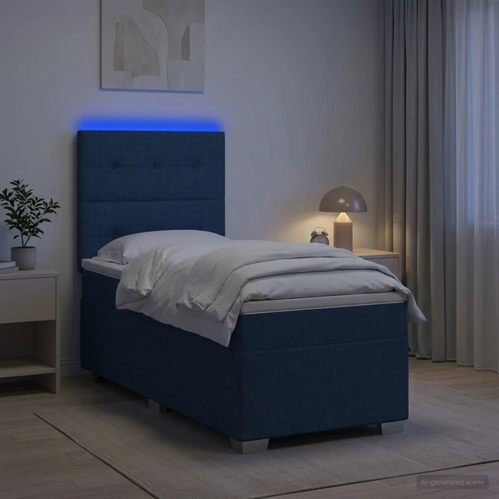 Letto box spring con materasso Blu 100 x 200 cm Tessuto 3454809