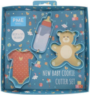 Set di stampi per biscotti a forma di bebè con 3 pezzi, blu
