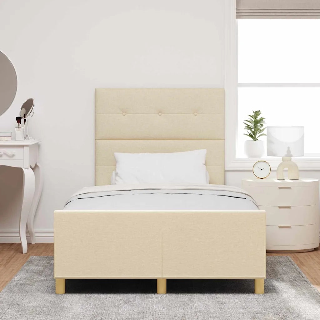 Struttura del letto con testiera Crema 120 x 200 cm Tessuto