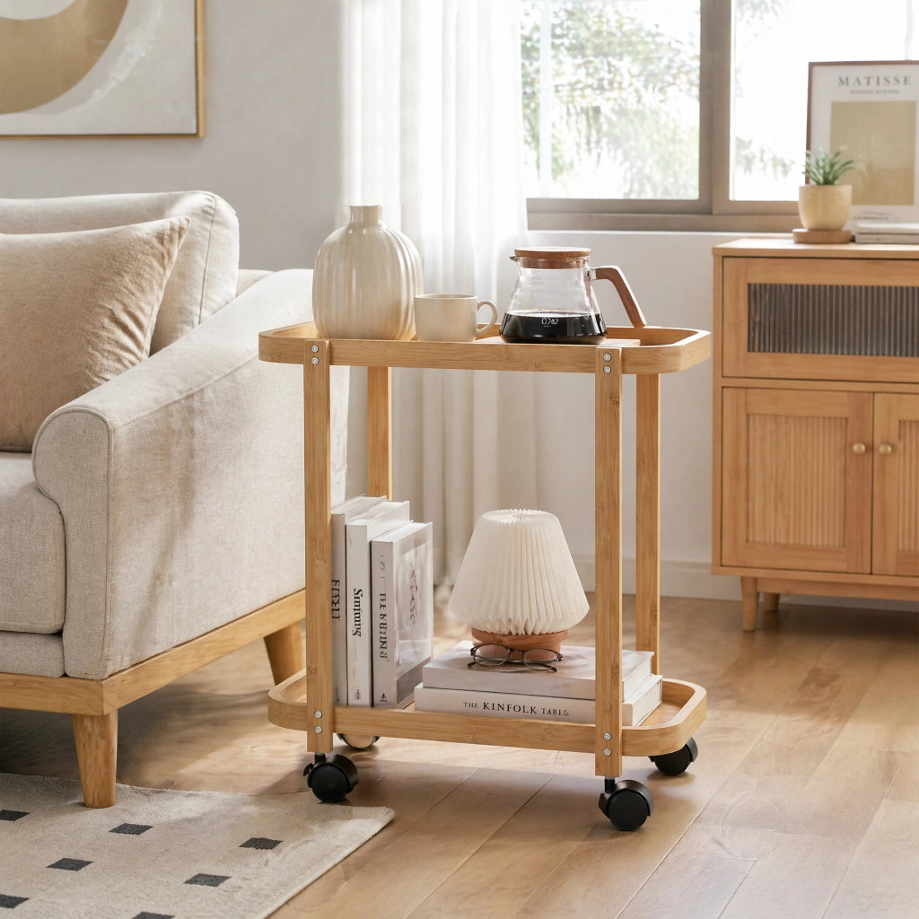 Carrello Cucina con Ruote ¨C Xylo ¨C Bamb¨´ 2 Ripiani 54x36,5x60cm Naturale