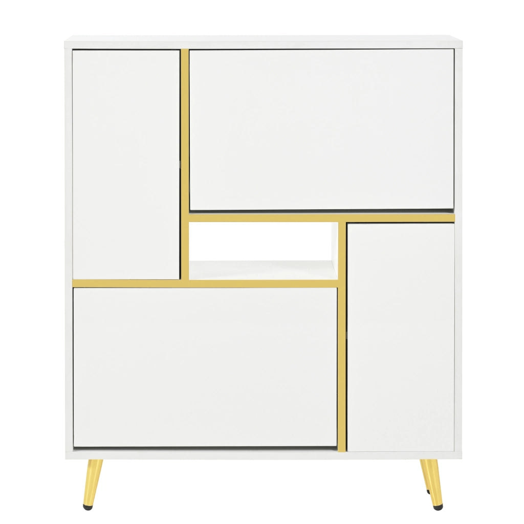 Scarpiera Moderna con LED ¨C Xylo ¨C Bianco Lucido, 16 Colori, 80x25x96 cm