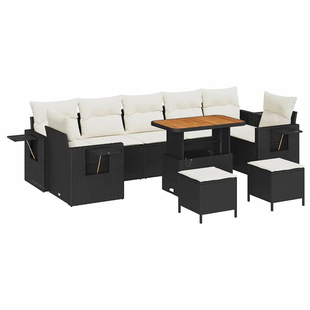 Set Divano da Giardino 10 pcs Nero polyrattan 3361730
