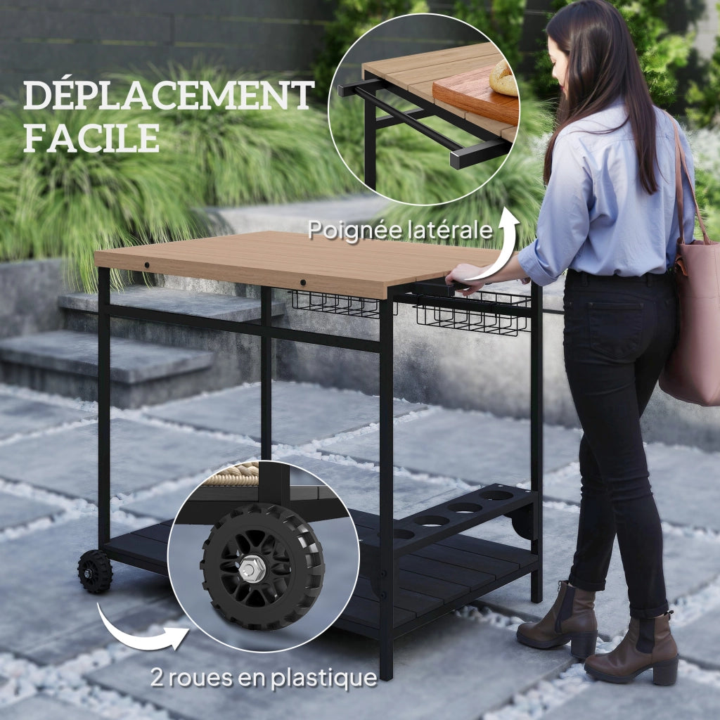 Carrello da giardino con 2 ripiani e 2 cestelli ¨C zephmum ¨C legno e metallo