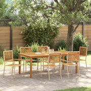 Set da Pranzo per Giardino 7 pcs Beige Legno di Acacia Massello