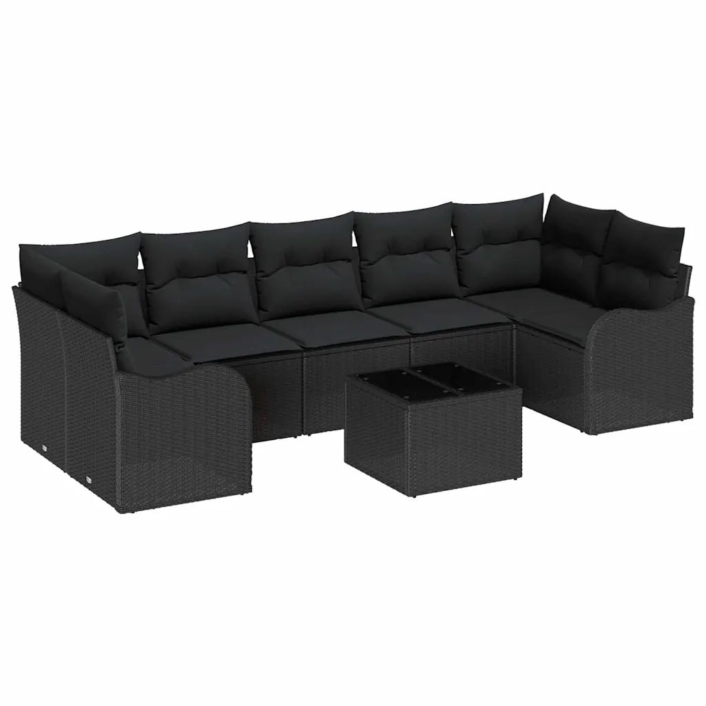 Set Divano da Giardino Nero 55 x 55 x 37 cm polyrattan