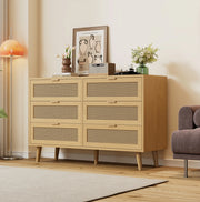 Cassettiera vintage con 6 cassetti 120x40x76;5 cm in truciolare effetto rovere