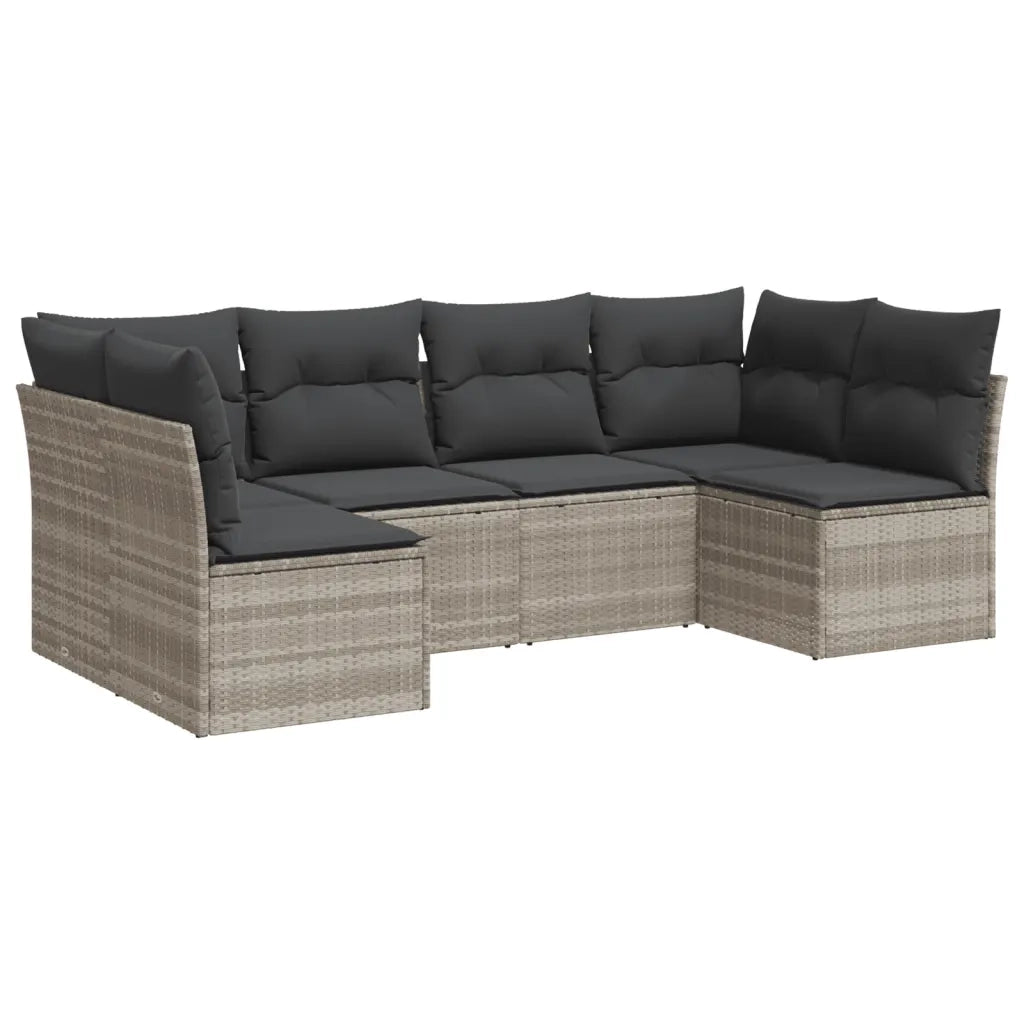 Set Divano da Giardino 6pz con Cuscini Grigio Chiaro Polyrattan 3217392