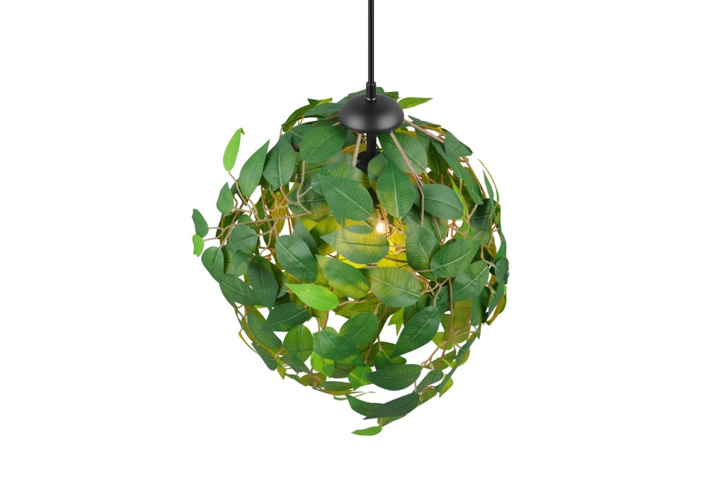 Lampada sospensione LEAVY verde foglie Ø38 E27 catena