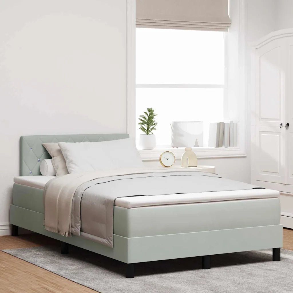 Letto a molle con materasso Grigio chiaro 120 x 200 cm Velluto 3339098