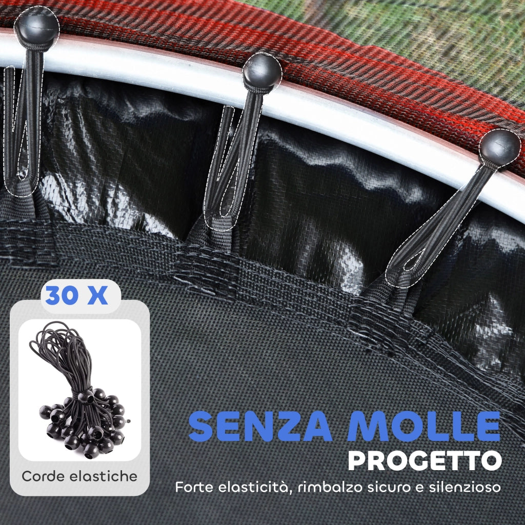Trampolino per Bambini 3-6 Anni Ø160x190 cm con Rete di Sicurezza Senza Molle Multicolore