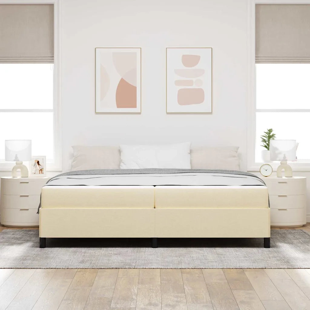 Letto a molle con materasso Crema 200 x 200 cm Tessuto 3398890