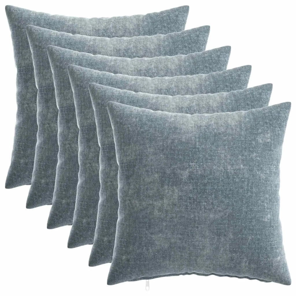 Federa 6 pz HEERLEN Azzurro 30 x 30 cm Tessuto Chenille 907468