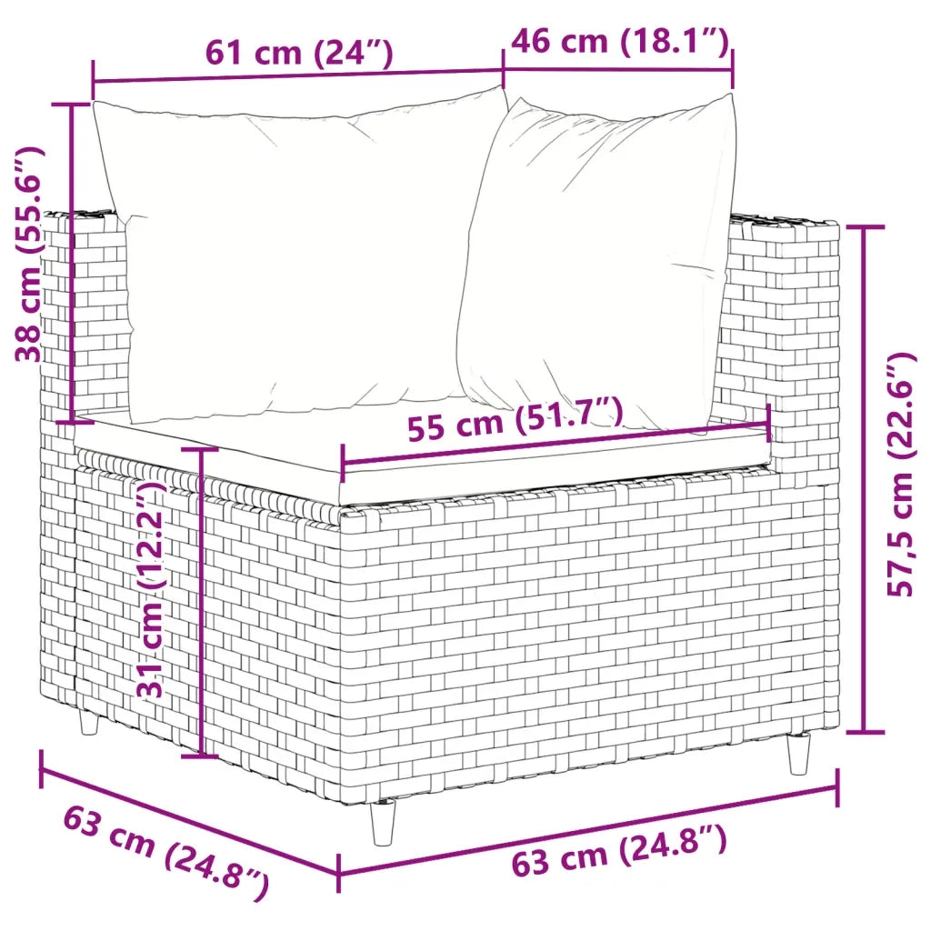 Set Divani da Giardino 9pz con Cuscini Marrone in Polyrattan 3308313