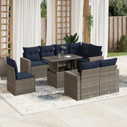 Set Divani da Giardino 9 pz con Cuscini Grigio in Polyrattan 3267411