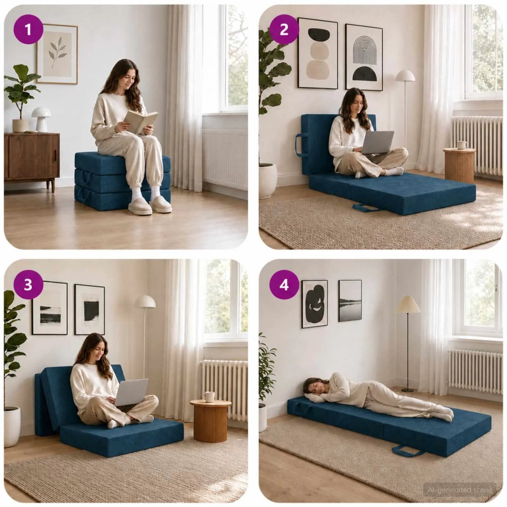 Divano Letto Pieghevole 75 x 63 x 45 cm Blu 900142