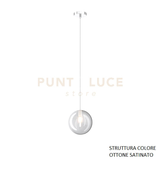 SOSPENSIONE OTTONE SAT. 1 LUCE VETRO TRASPARENTE 1184OS-S1-TR