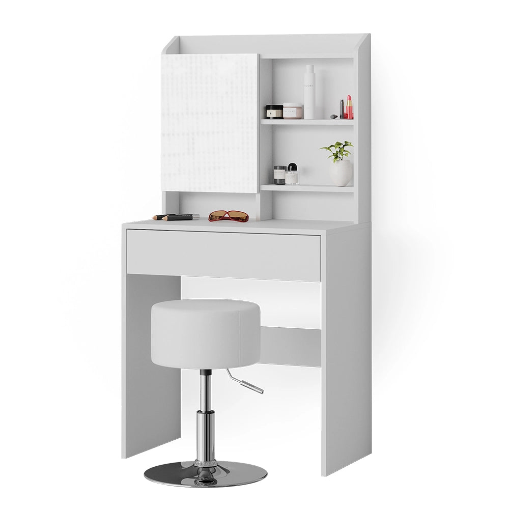 Vicco Tavolo da toeletta Bianco 70 cm con sgabello