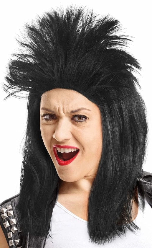 Pruica da Rockstar degli Anni '80 in Nero - Accessorio Perfetto per Carnevale e Feste
