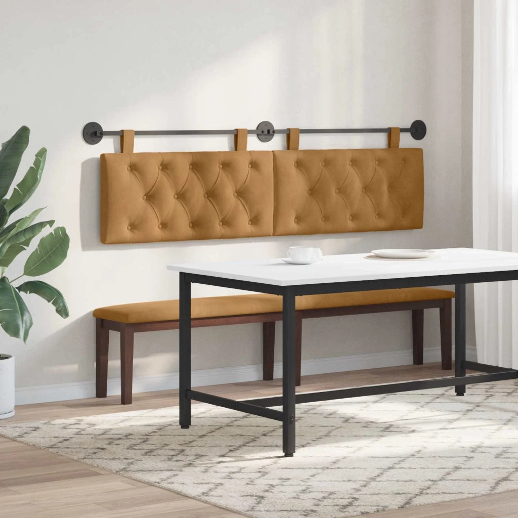 Testiera | Testata sospesa Con luce LED Marrone Velluto