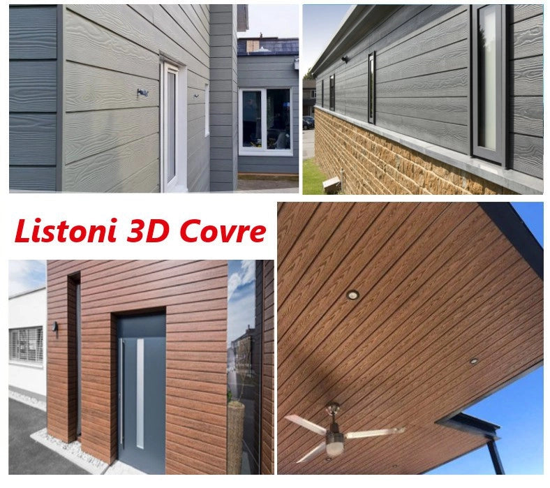 Listoni WPC 3D Covre 5m² per rivestimenti colore Chocolate listone 174x2200mm spessore 21mm