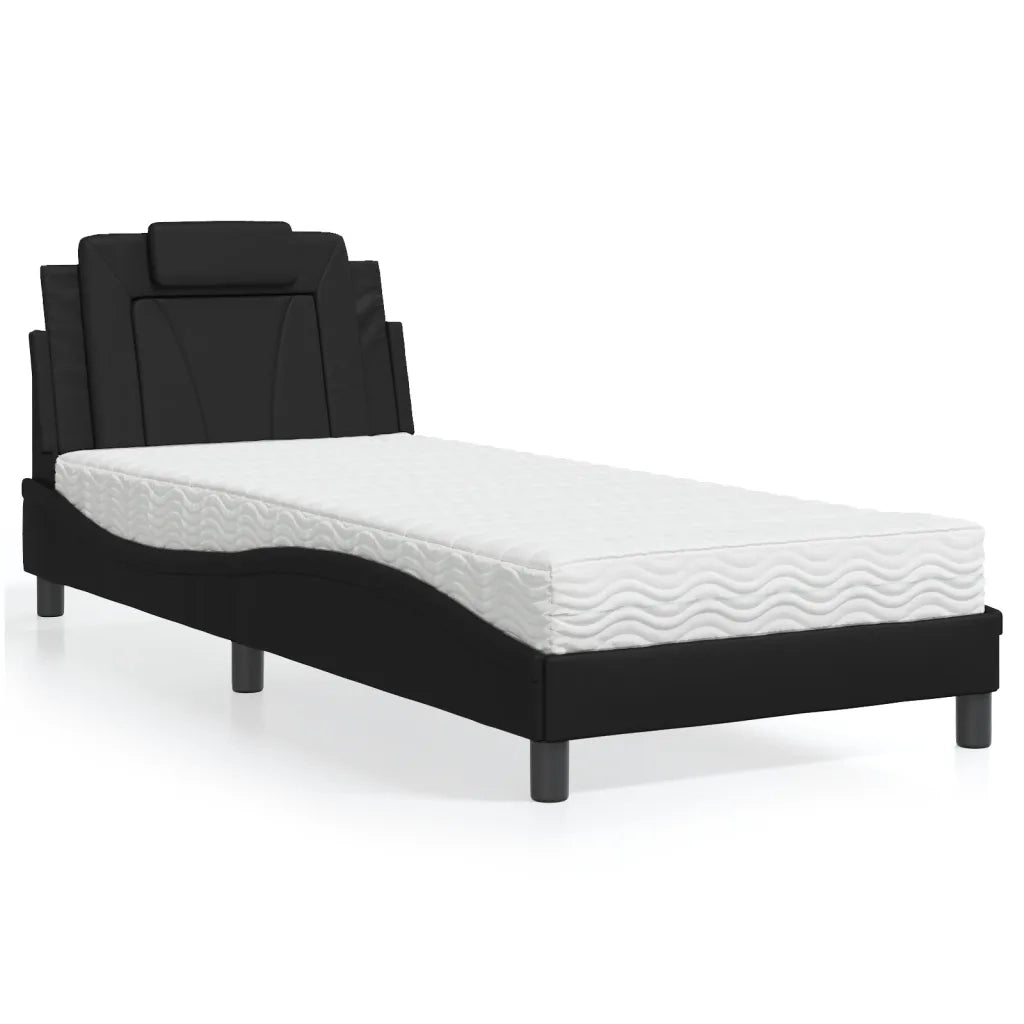 Letto Viana con Materasso Nero 90x200 cm in Similpelle