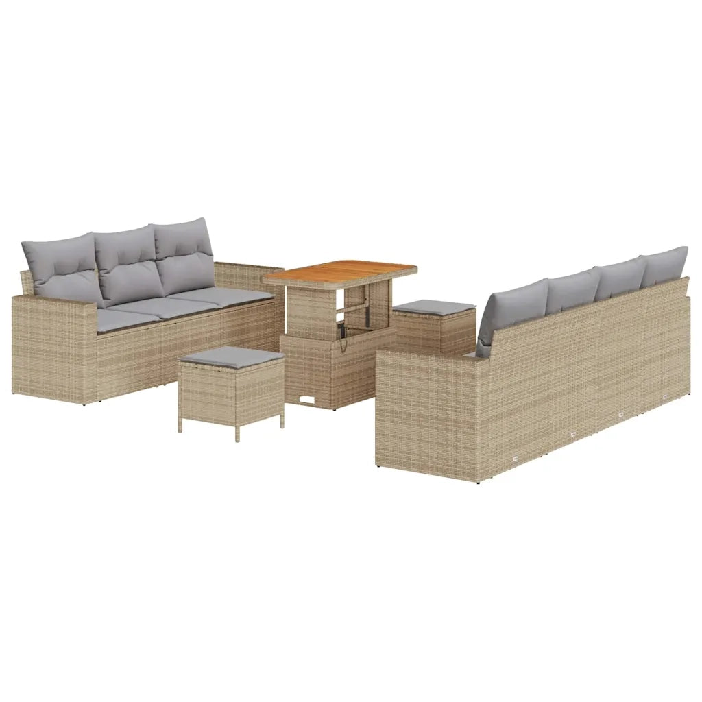 Set Divano da Giardino 10 pcs Beige polyrattan