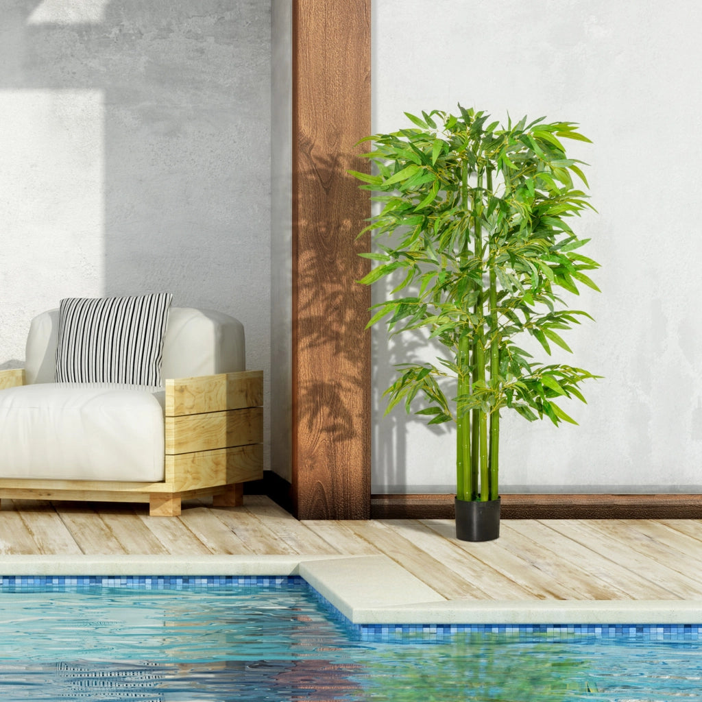 Bamb¨´ Artificiale XL ¨C Minimal ¨C 160 cm, Nero e Verde, Pot Incluso