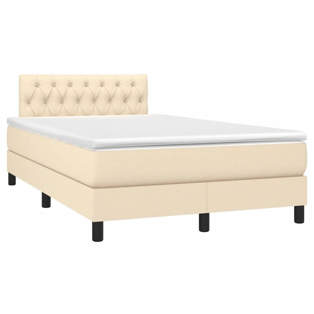 Letto a Molle con Materasso e LED Crema 120x200cm in Tessuto