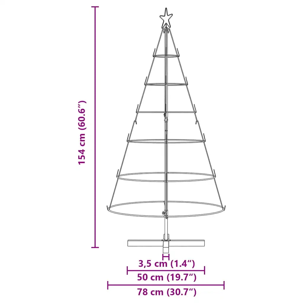 Albero a Cono di Natale con supporto Nero 154 cm Acciaio 42019160