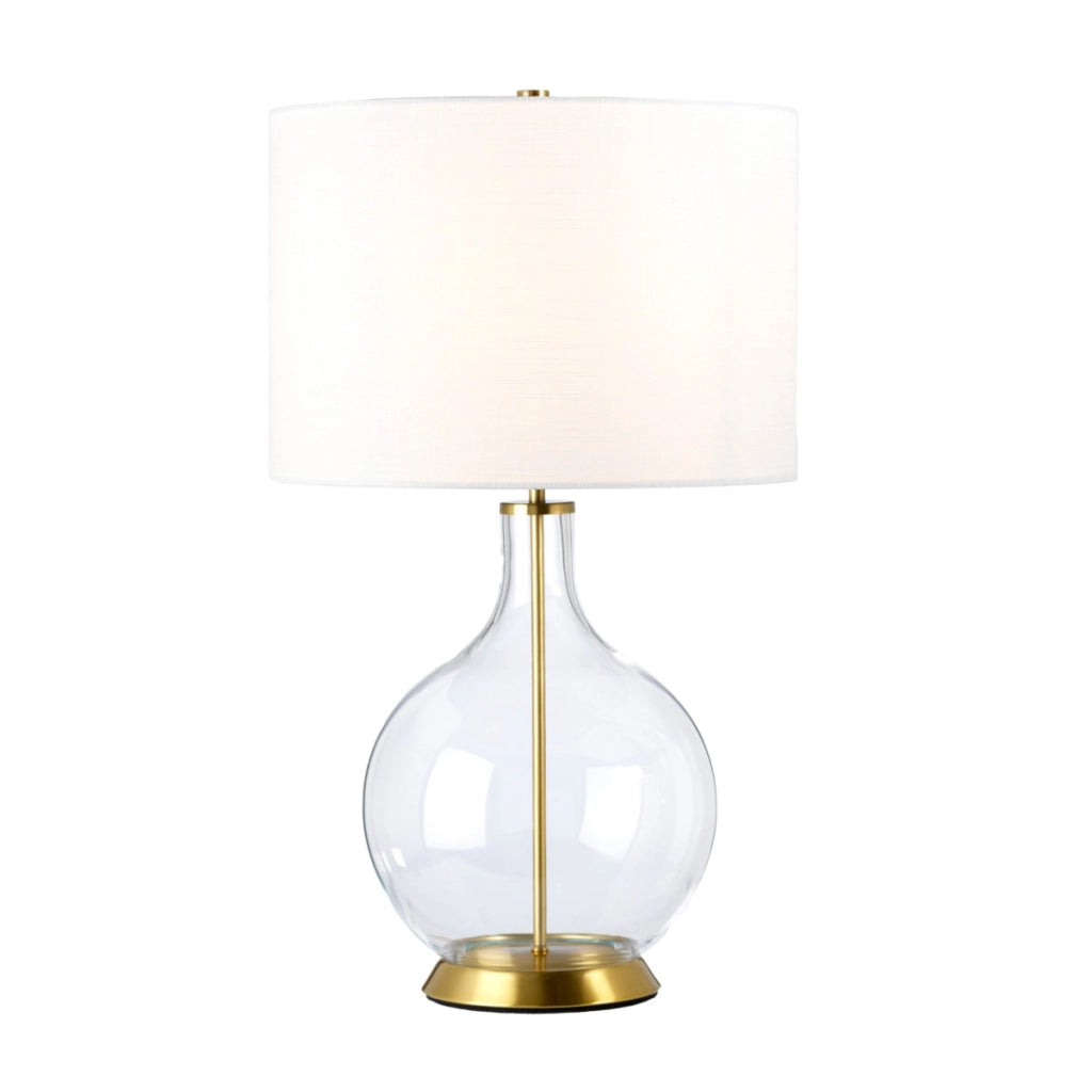 Lampada da tavolo Orb vetro ottone paralume bianco E27 Elstead