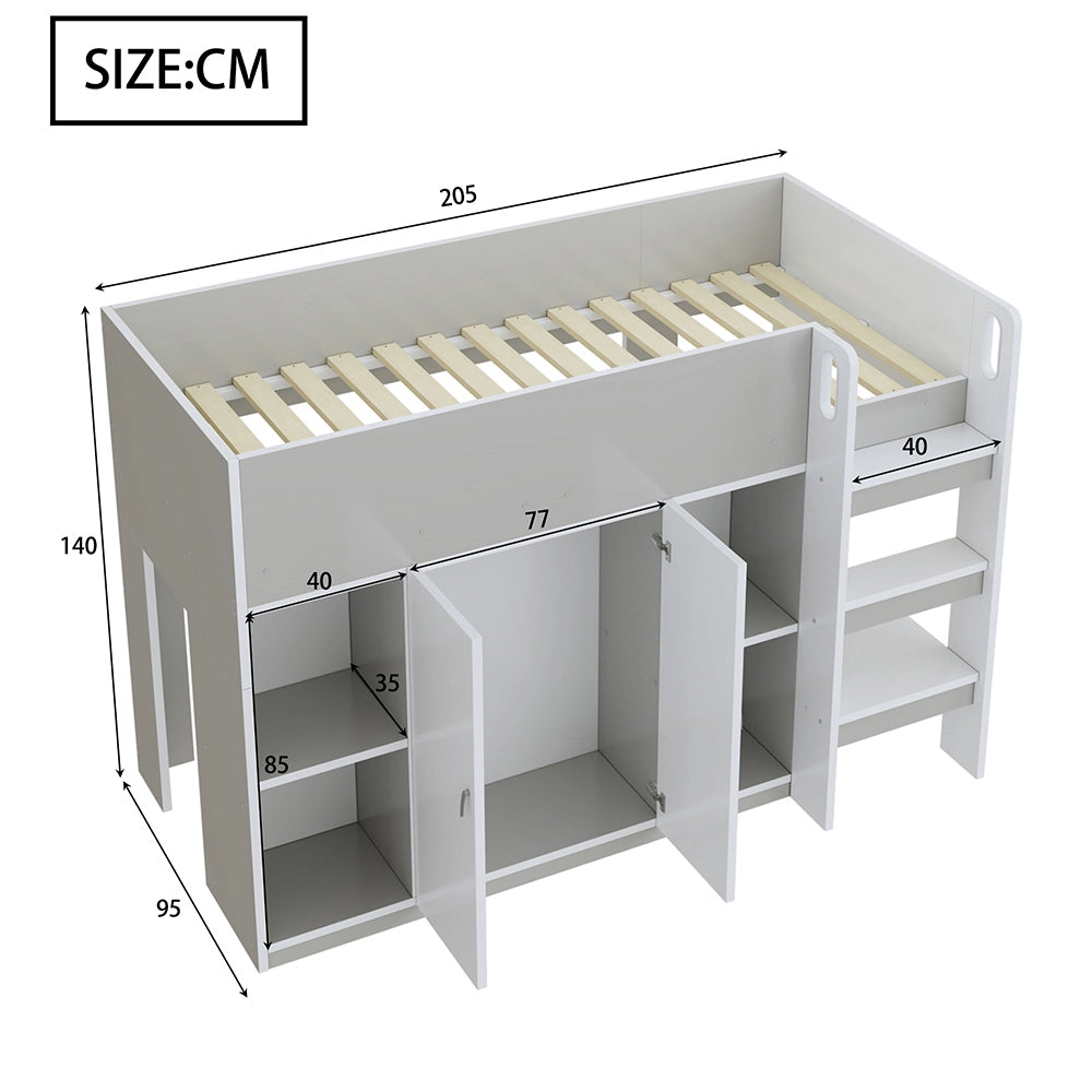 Letto a castello - Xylo - 90x200 cm armadio grigio