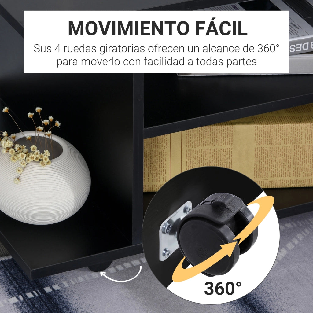 Mobile TV con Ruote ¨C Minimal ¨C Nero 80x40x40 cm