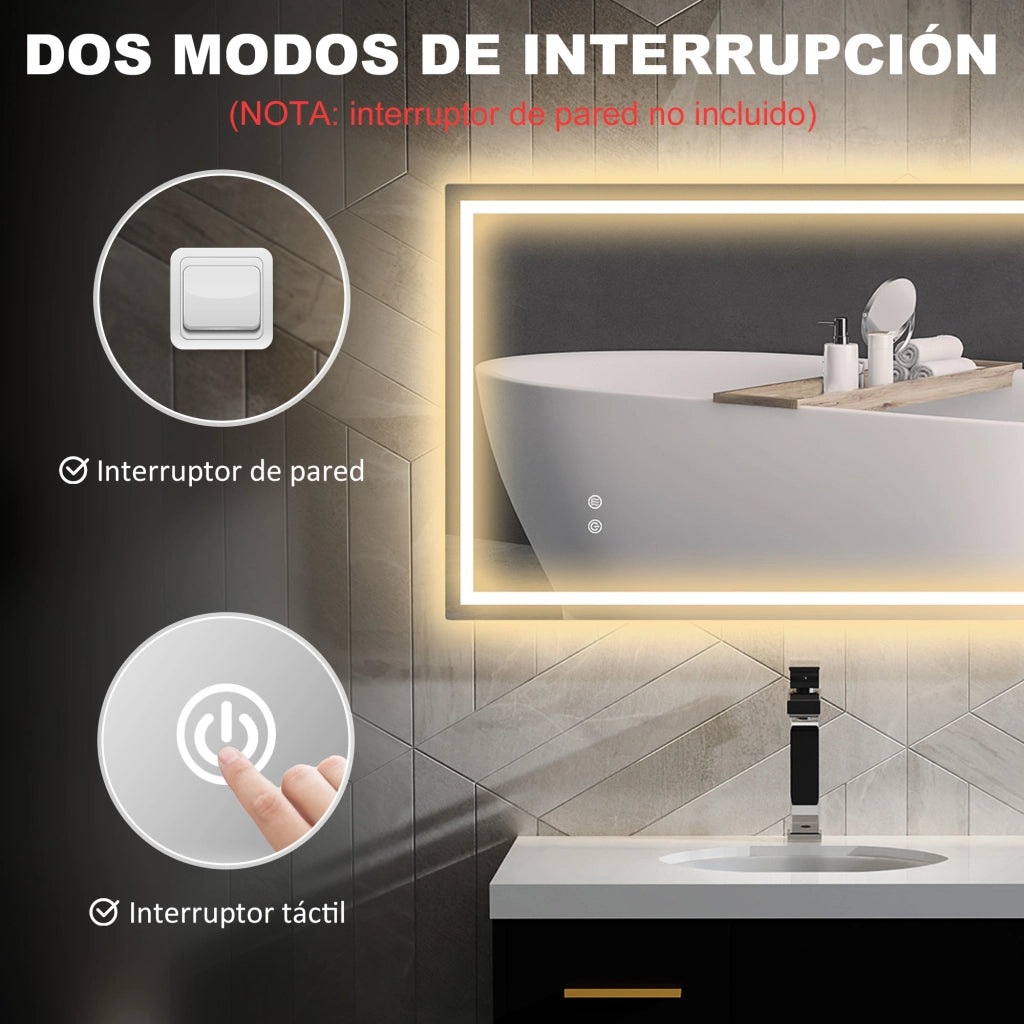 Specchio da Bagno LED con Antiappannante ¨C Minimal ¨C 100x60 cm