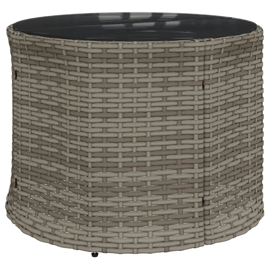 Divano da Giardino Tavolo e Cuscini Circolare Grigio Polyrattan 3318536