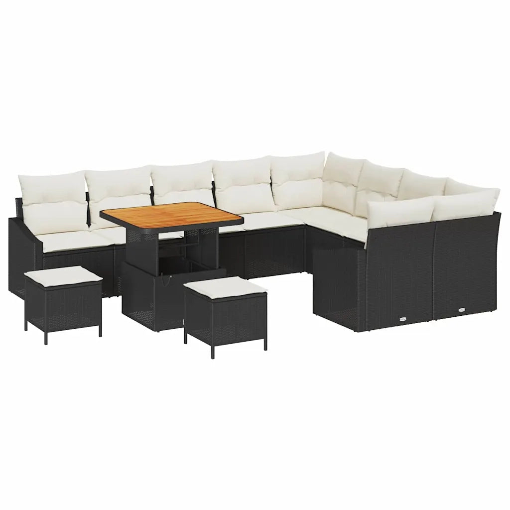 Set Divano da Giardino con cuscino 12 pcs Nero polyrattan 3362690