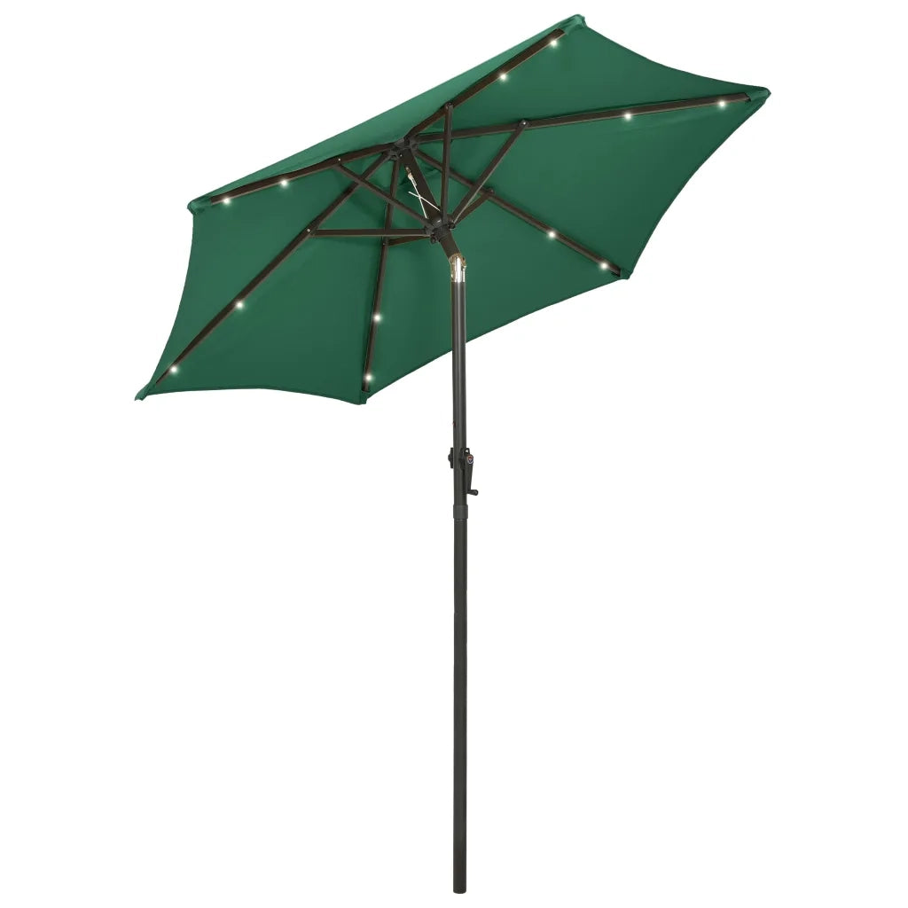 Ombrello | Parasolne da Giardino con Luci LED Verde 200x211 cm Alluminio